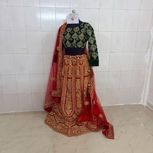 Embroidered Velvet Lehenga Choli Set