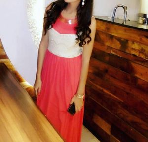 Elegant peachy coral and off white Gown