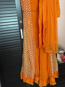 Elegant Orange Embroidered Salwar Suit