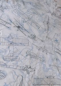 Vintage Airplane Print Casual Polo Shirt