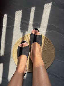 Chic Black Suede Textured Slip On Block Heel Mules