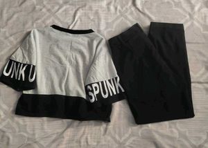 Graphic Crop Top and Pants Set