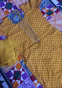 Yellow Chudidhar Set|Self-Stitched|Can Be Loosened