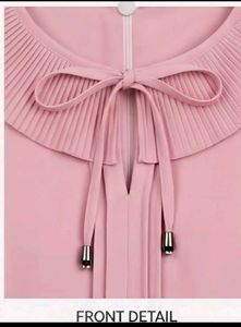 combo🔥Pink Ruffle Collar Top &amp; Denim Skirt Set