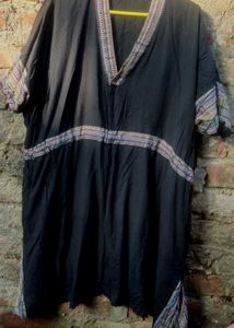 Black Kurta with Colorful Trim Suit