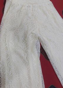 Elegant White Lace Palazzo Pants