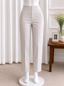 High-Waisted Cream Trousers