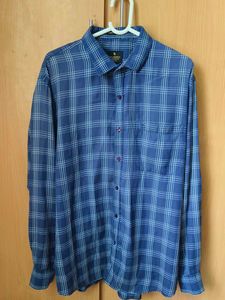 Men's Blue Plaid Long Sleeve Shirt