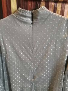 gray🩶 Polka Dot Tiered Dress