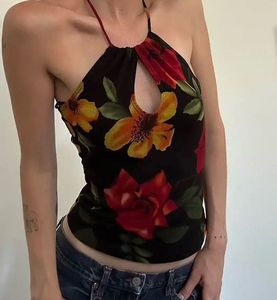 y2k Printed Halter Top, bust 32”
