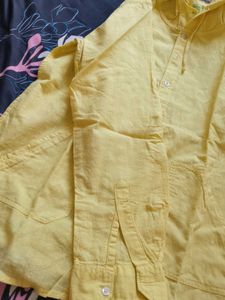Yellow Hooded Casual Shirt