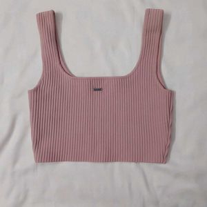 Cute Coquette Square Neck Pink Crop Top