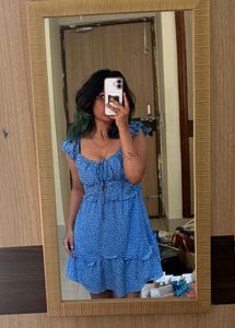 Blue and white short dress