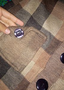 Brown Plaid Button-Up Jacket