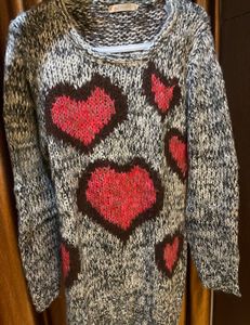 Womens Heart Design Woolen Sweater