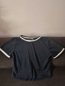 Dark Blue Waffle Knit Top
