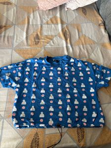Blue Graphic Print Cropped Top