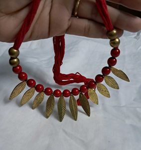 Red & Gold Beaded Necklace