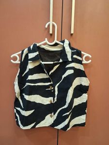 Stylish Sleeveless Zebra Print Top