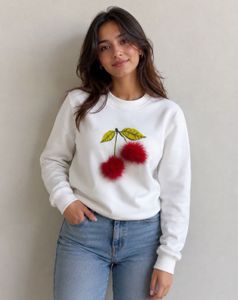 White Cherry Print Sweatshirt
