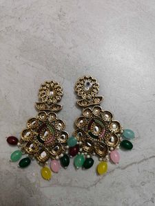 Designer Earrings with Multicolored Beads