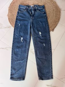 Blue Distressed Denim Jeans