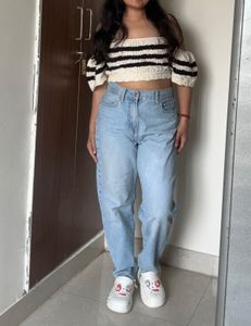 High Waisted Blue Slim Fit Denim