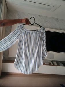 Chic Off-the-Shoulder Striped Blouse