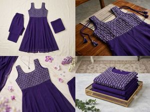 Elegant Purple Anarkali Suit Set