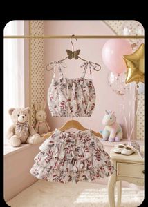 Floral Ruffle Skirt & Crop Top Set