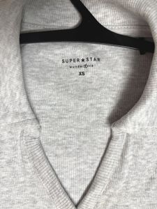 Westside New Cute Grey Collared Cropped Top