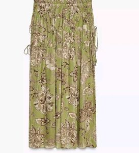 ZARA Olive Green Floral Maxi skirt (size= S - L)