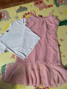 Cute Pink Gingham Dress with White Top