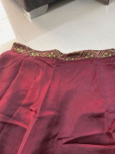 Elegant Burgundy Silk Skirt