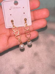 Chic Heart Pearl Drop Earrings &amp; Leaf Earring