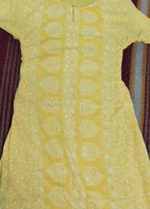 Yellow Kurta with White laggies
