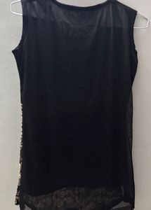 Chic Floral Sleeveless Black Tunic Top