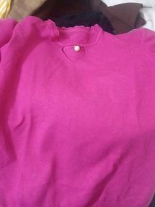 Pink Knit Top with Pearl Detail