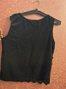 Black Embroidered Sleeveless Top