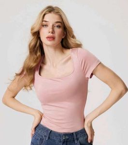 Soft Pink Square Neck T-Shirt