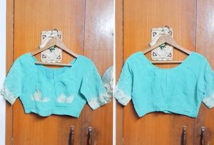 Brand New Turquoise Sequined saree &amp; blouse