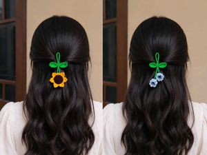 Crochet Flower Hair Clip Set