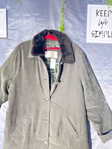 Olive Green Fur Collar Jacket