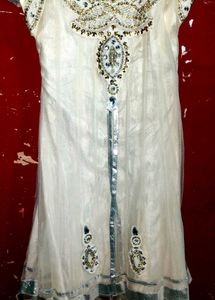White Umbrella Embellished Kurta for Women