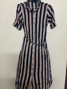 FIG - Striped Shirt Dress with Belt