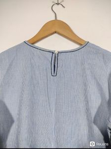 Pure Cotton Sky Blue Striped Top