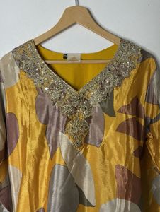 Yellow Floral Kurta Set with Palazzo