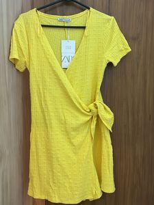 Zara Bright Yellow Wrap Playsuit