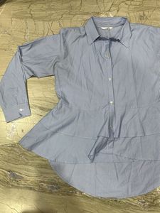 Blue Striped Peplum Shirt
