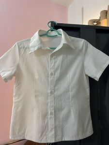 Crisp White Short Sleeve Collared Shirt